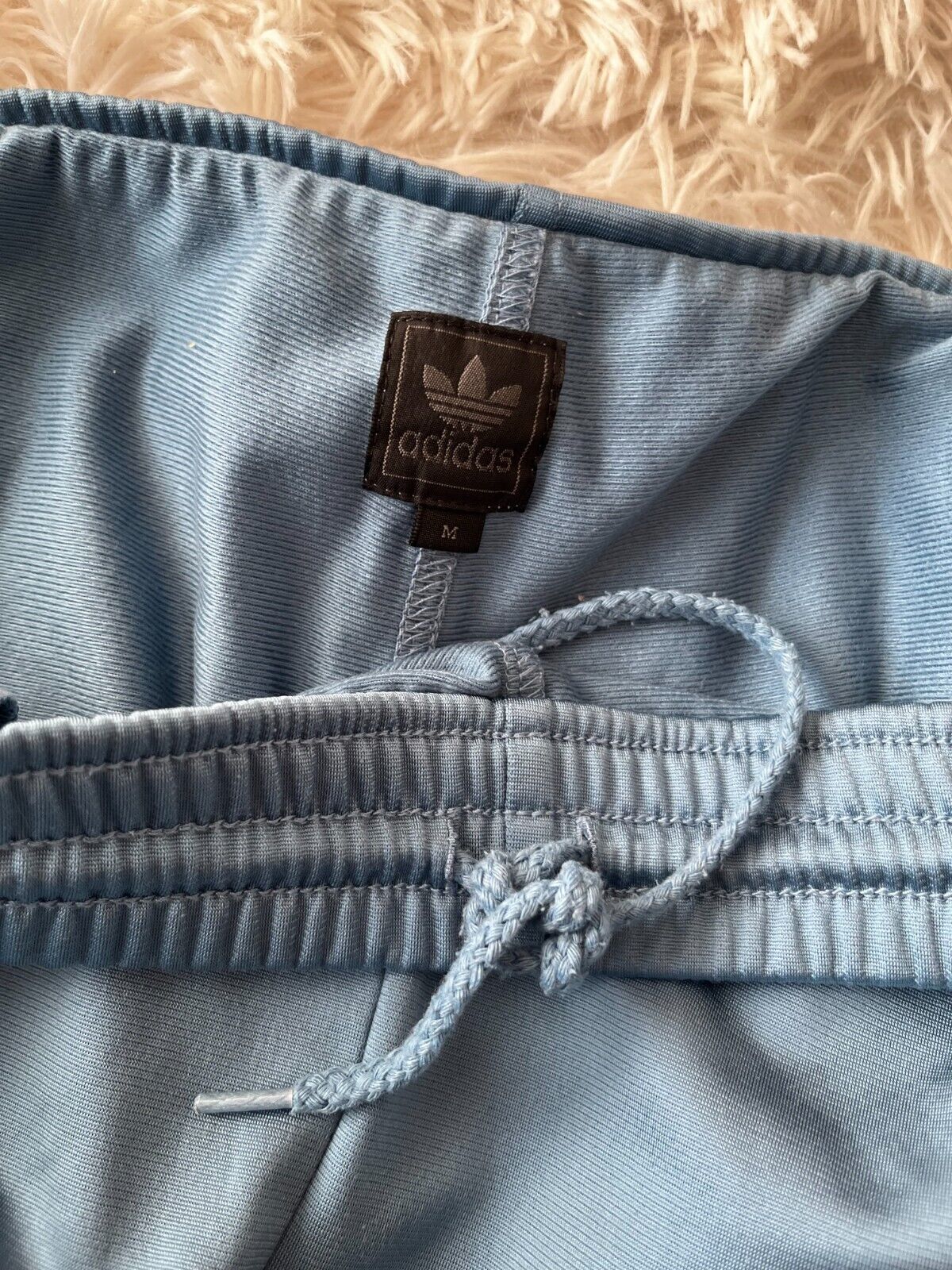 Adidas Blue Trousers Dark Brown Stripes Men Size M Sweatpants Y2K