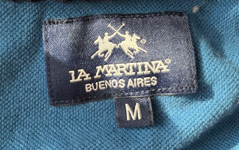 La Martina Buenos Aires Polo Shirt Short Sleeve Cotton Blue Size Men M
