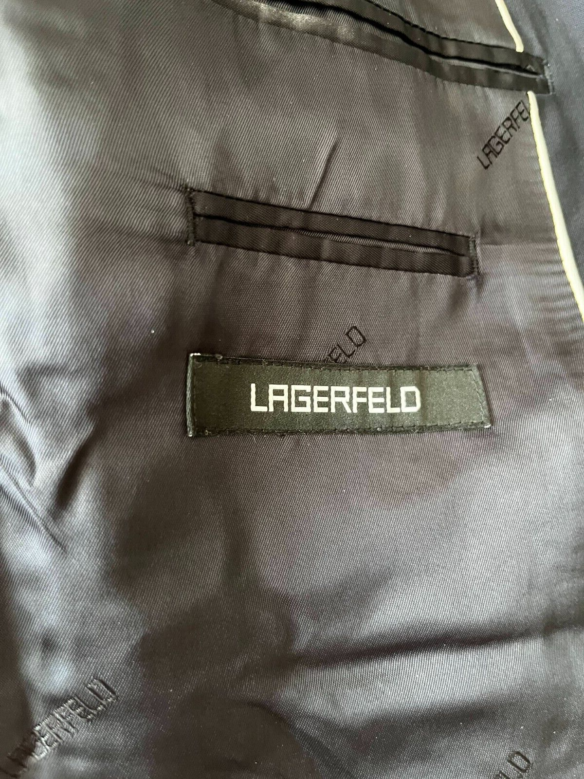 Karl Lagerfeld Blazer Suit Jacket Black Wool Elastane Size Men 110