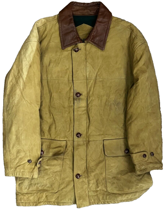 Vintage Burberry Leather Wool Jacket Coat Men Size M