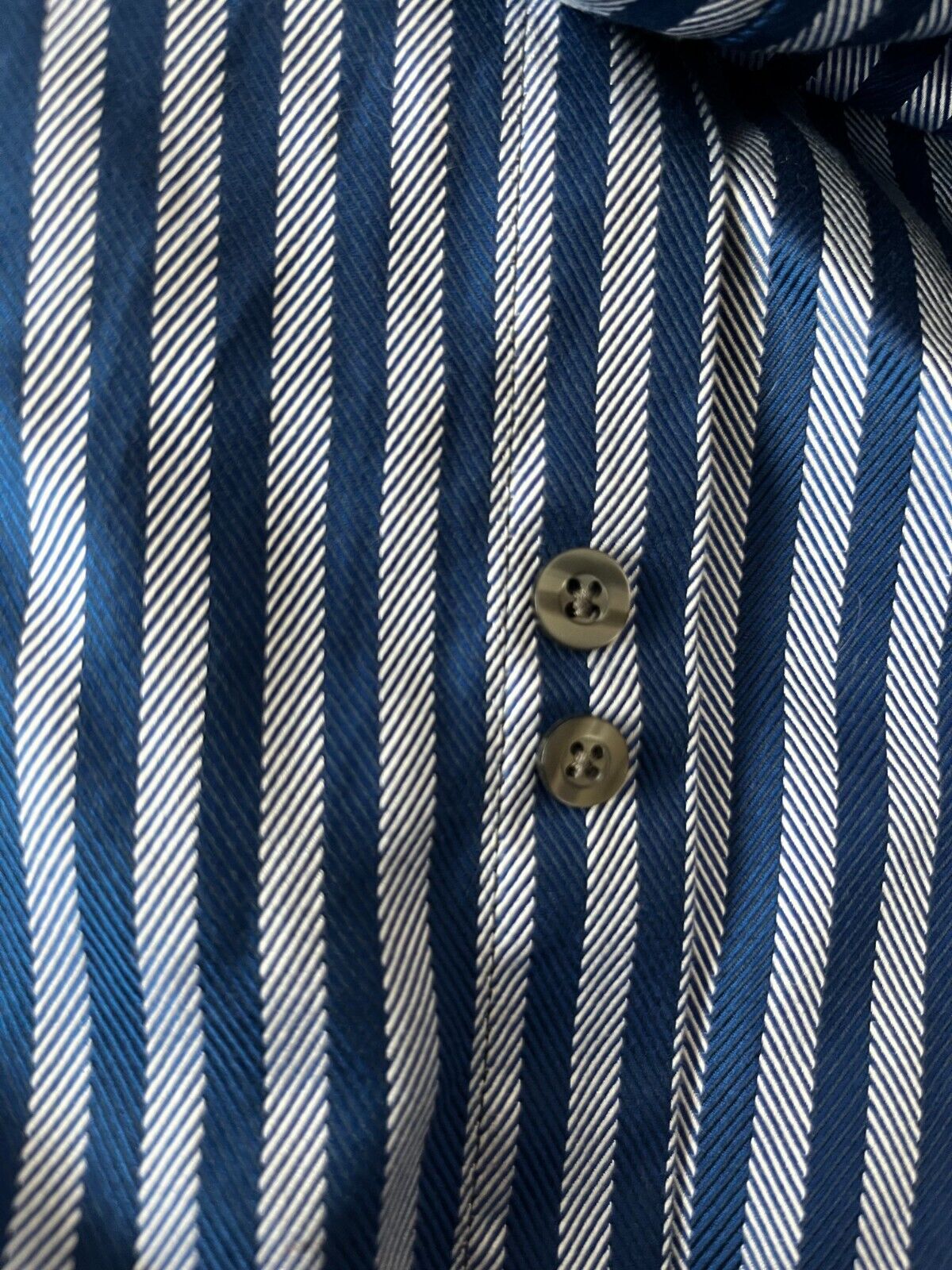 Yves Saint Laurent Button Up Long Sleeve Shirt Blue Striped Cotton Men Size 17R