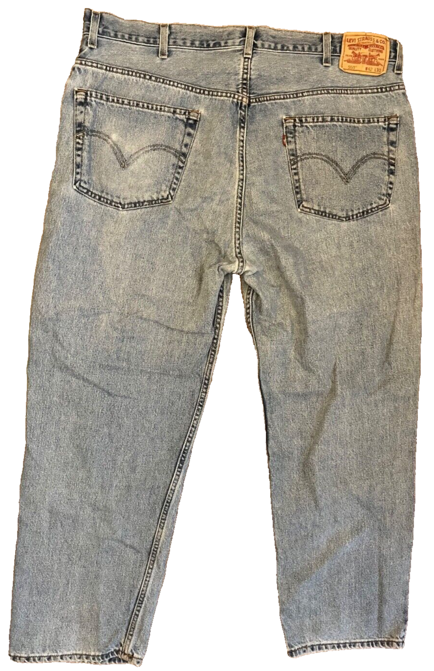 Levis 550 Size Men 42x30 Relaxed Fit Blue Straight Leg Red Tab Made in Haiti