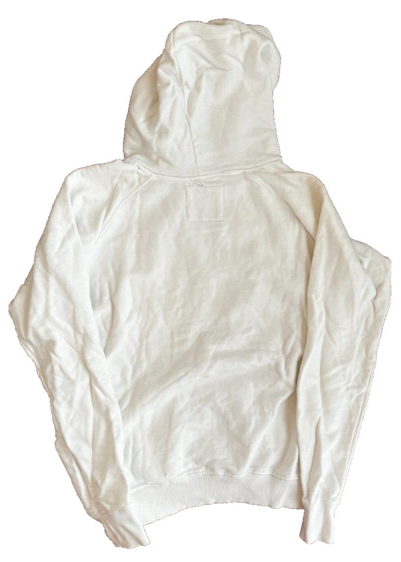 Abercrombie Fitch Hoodie White Big Embroidery Cotton Size Men L Tight Fit