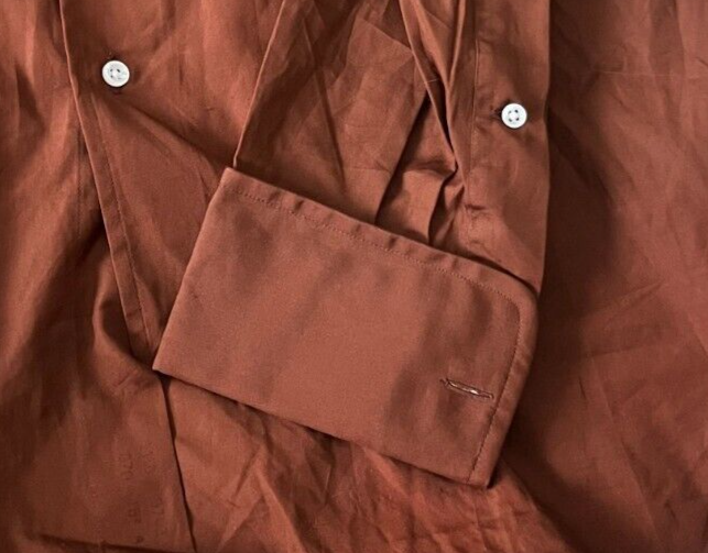 Christian Dior Button Up Long Sleeve Shirt Brown Solid Cotton Men Size 16.5 - 34