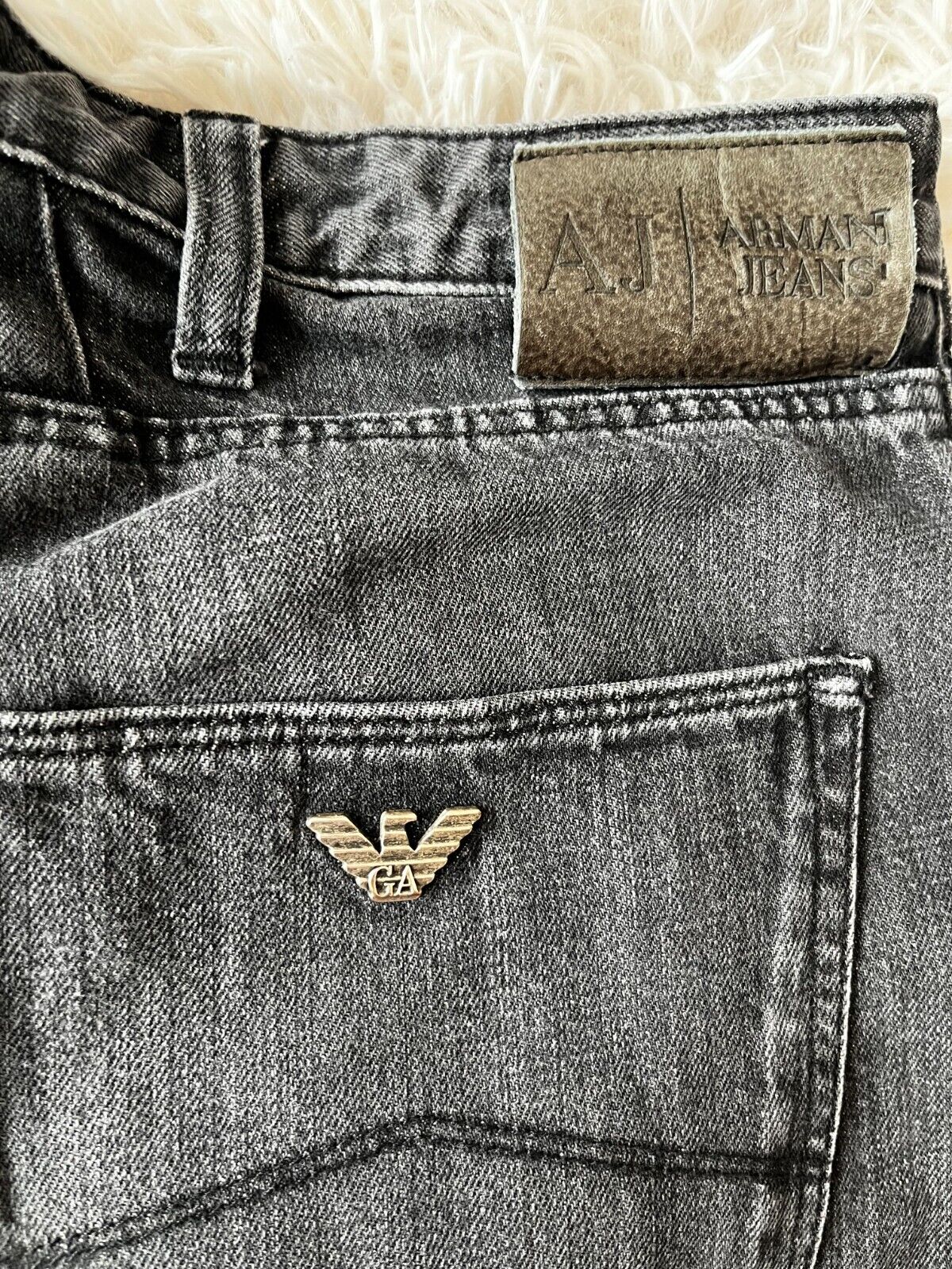 Armani Jeans J45 Gray Men 34x34 Regular Fit Straight Leg Denim Stretch