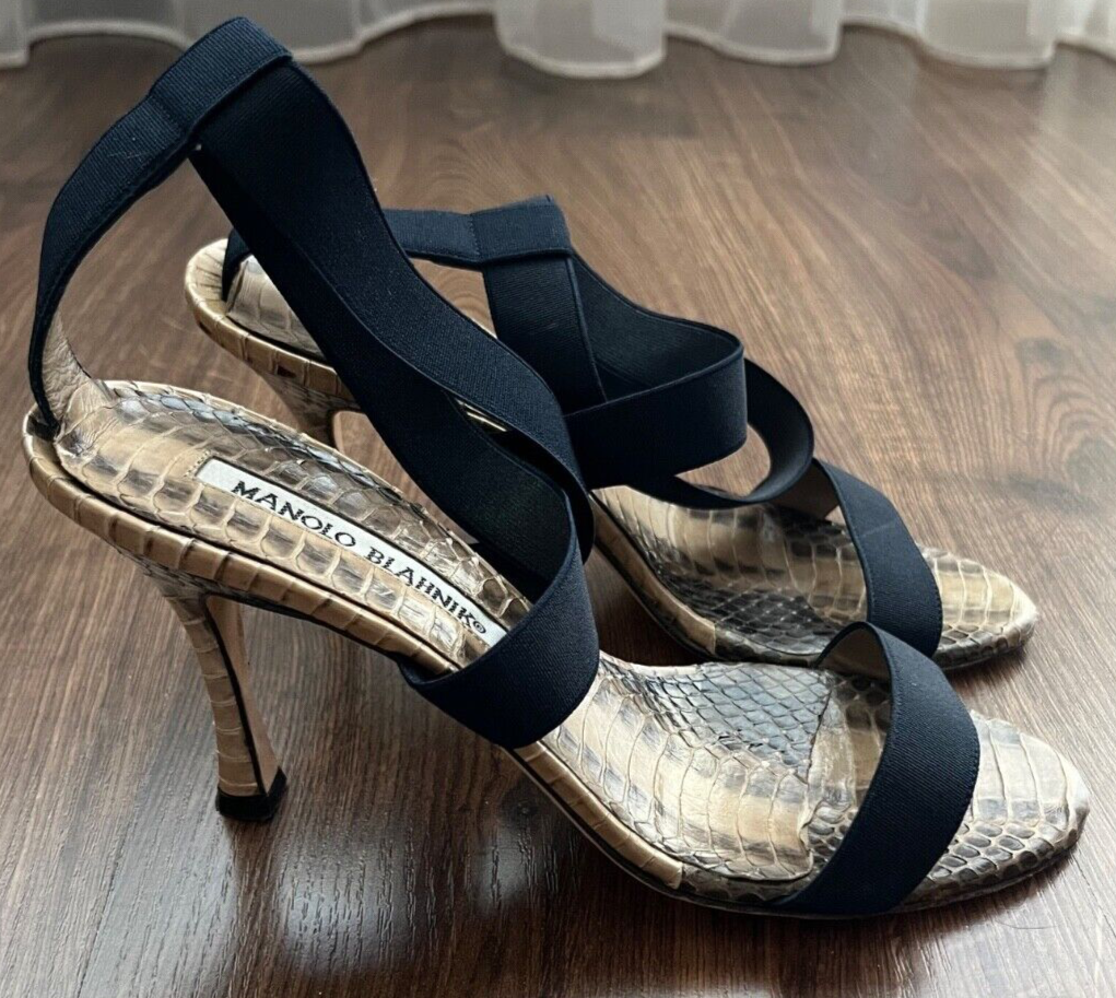 Manolo Blahnik Leather Heel Shoes Pointy Toe Pumps Women Size 35 Made in Italy
