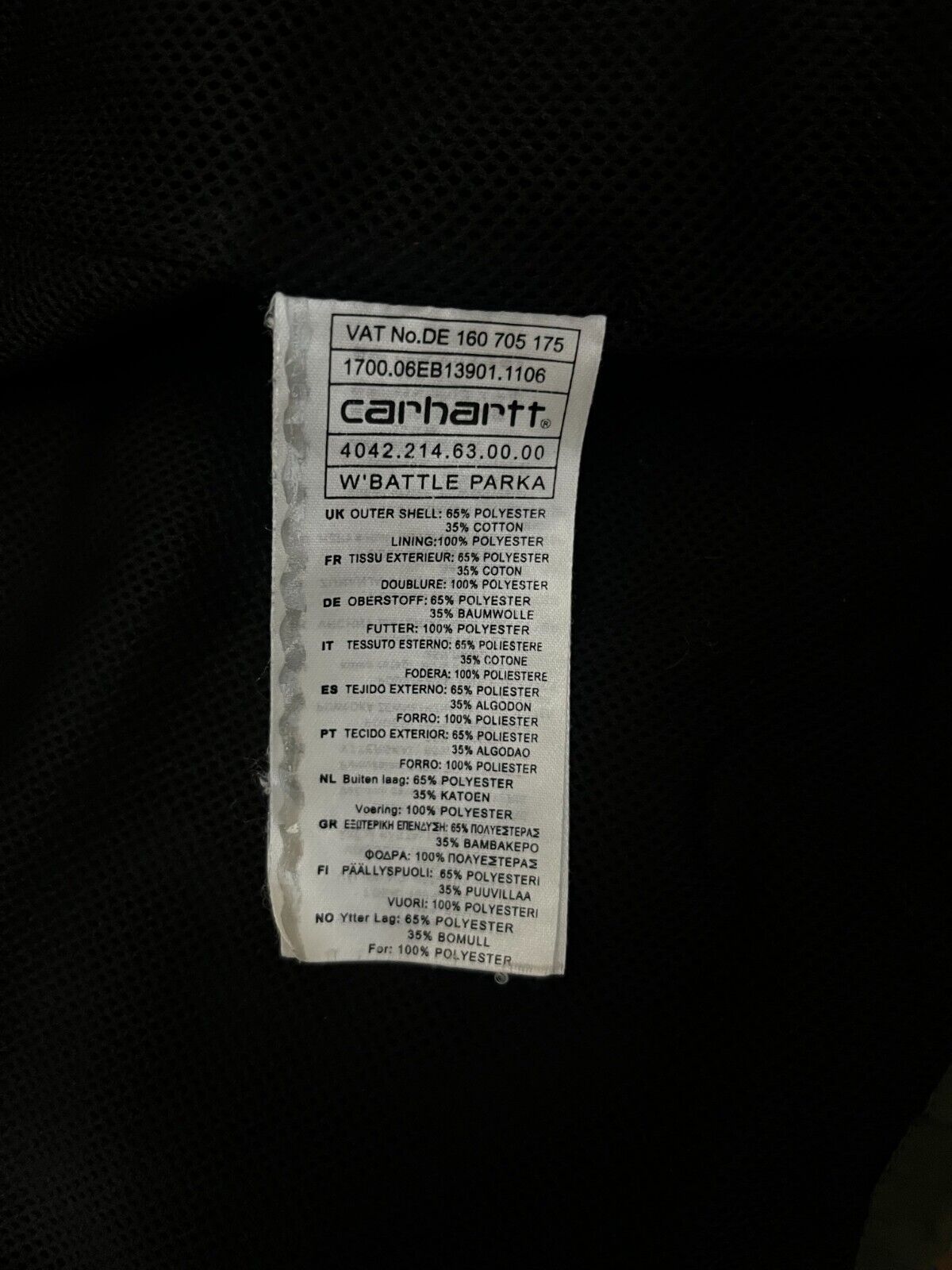 Carhartt WIP Battle Parka Jacket Hooded Women Size XS