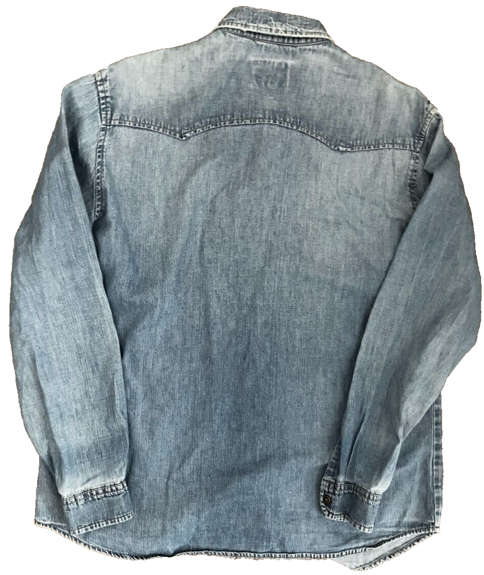 Vintage 70s (1973) Levi's Snap Long Sleeve Denim Shirt Size Men L White Tab