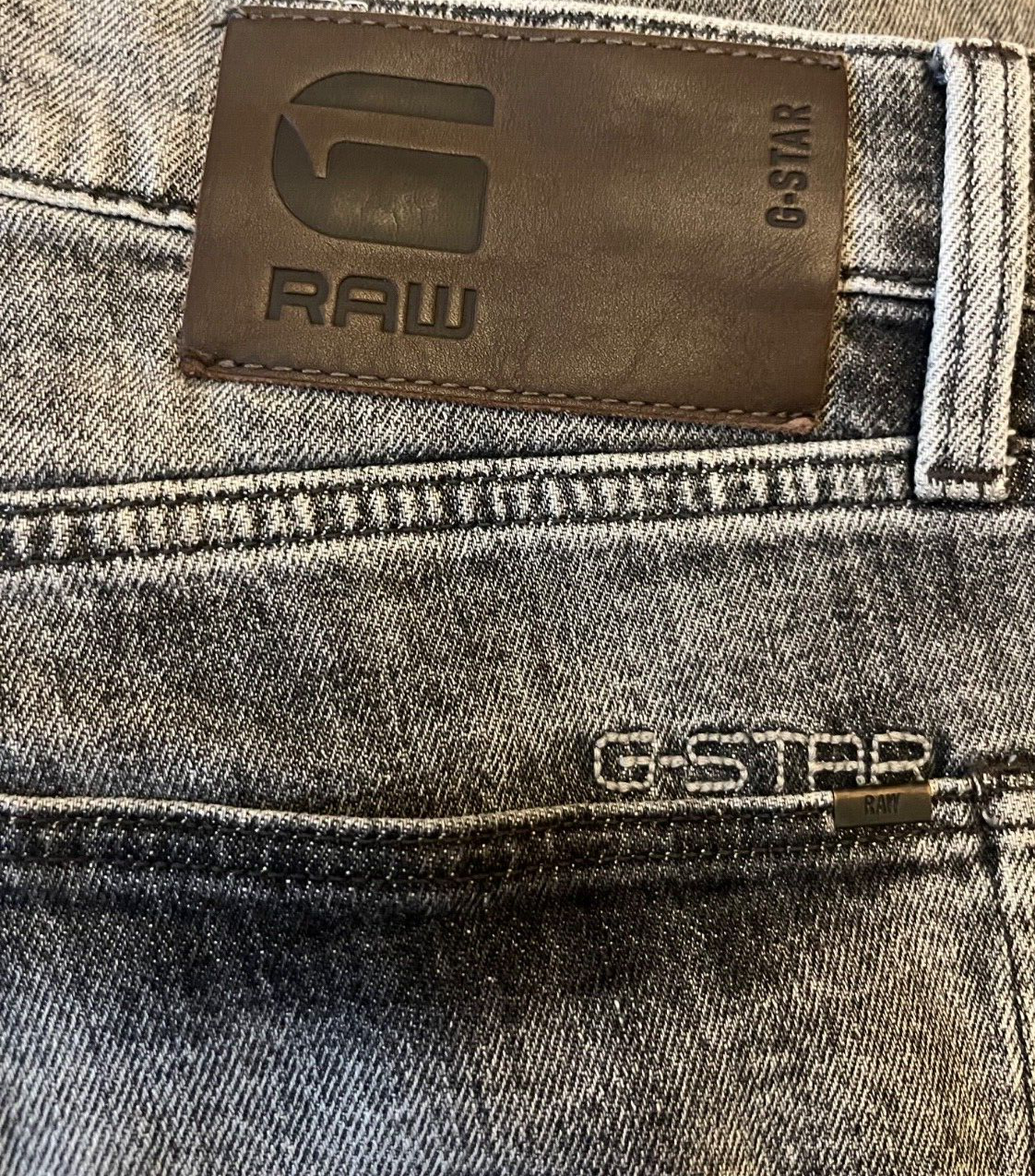 G Star Raw 3301 Jeans Straight Tapered Size Men 33x34 Blue Denim Pants Gray