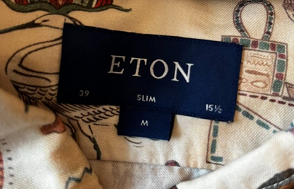 Eton Button Up Shirt Slim Fit Egypt Print Cotton Long Sleeve Size Men M