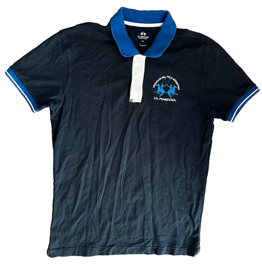 La Martina Buenos Aires Polo Shirt Blue Slim Fit Size Men XL