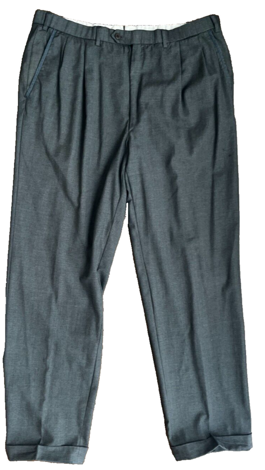 Brioni Dress Suit Pants Gray Trousers Delta Wool Men Size 57R Straight Leg Hem