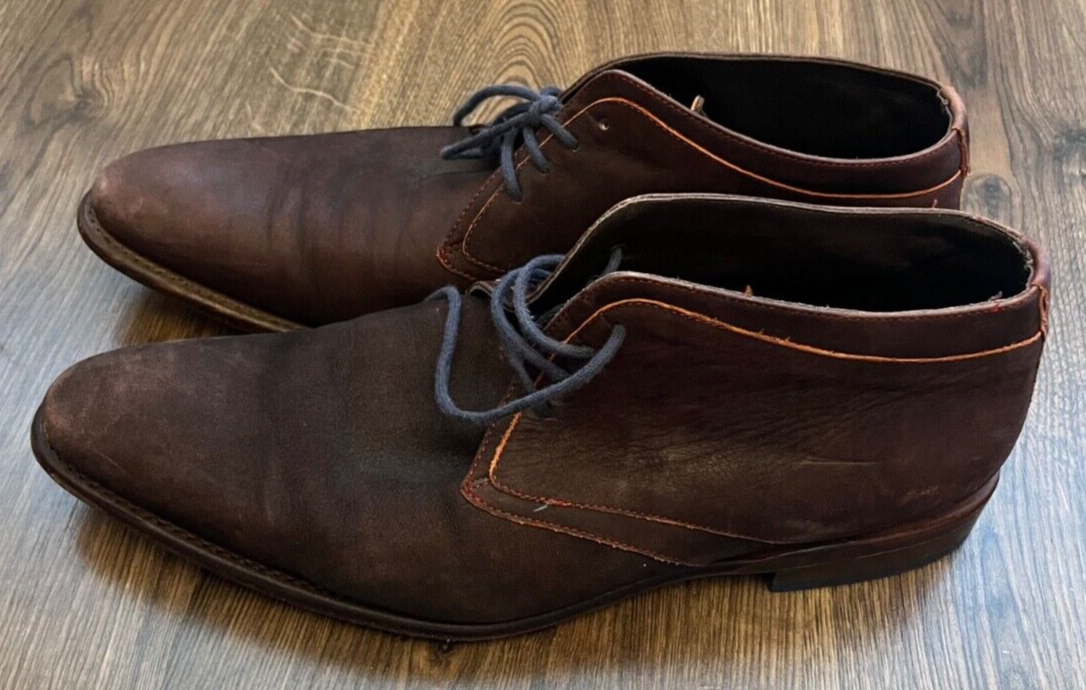 Floris Van Bommel Leather Shoes Chukka Boots Red Brown Size Men 8