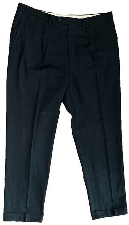 Canali Dress Pants Men Size 54 Black Pure Wool Trousers Made in Italy