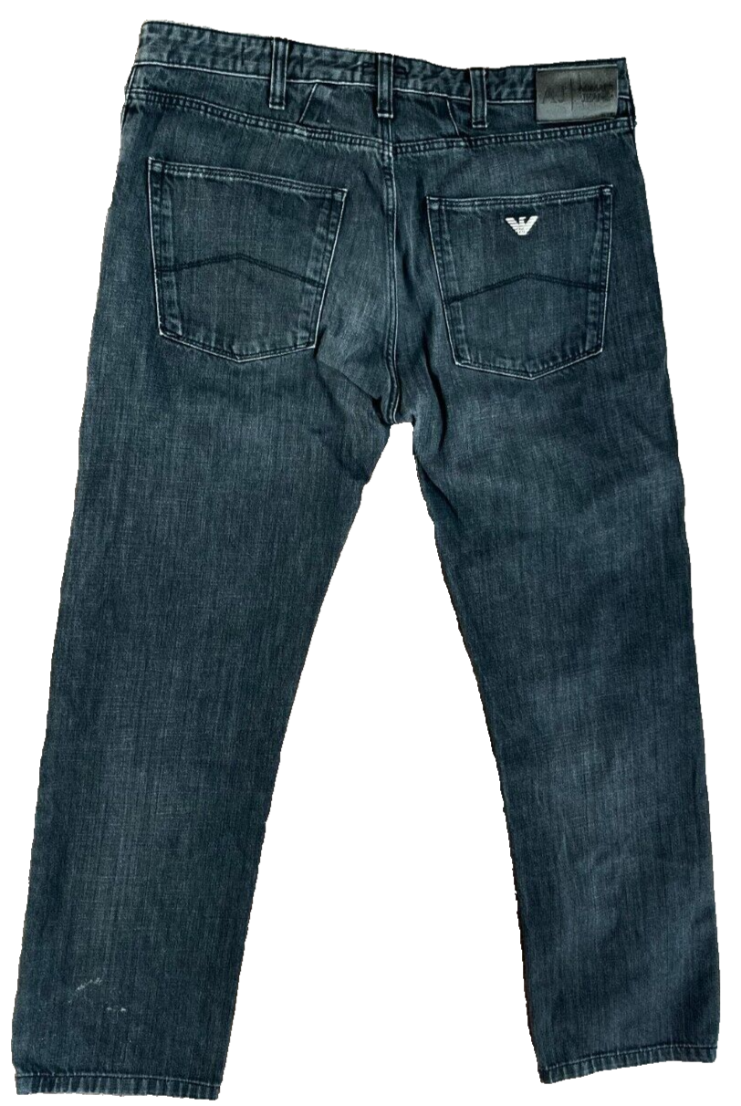 Armani Jeans J45 Gray Men 34x34 Regular Fit Straight Leg Denim Stretch