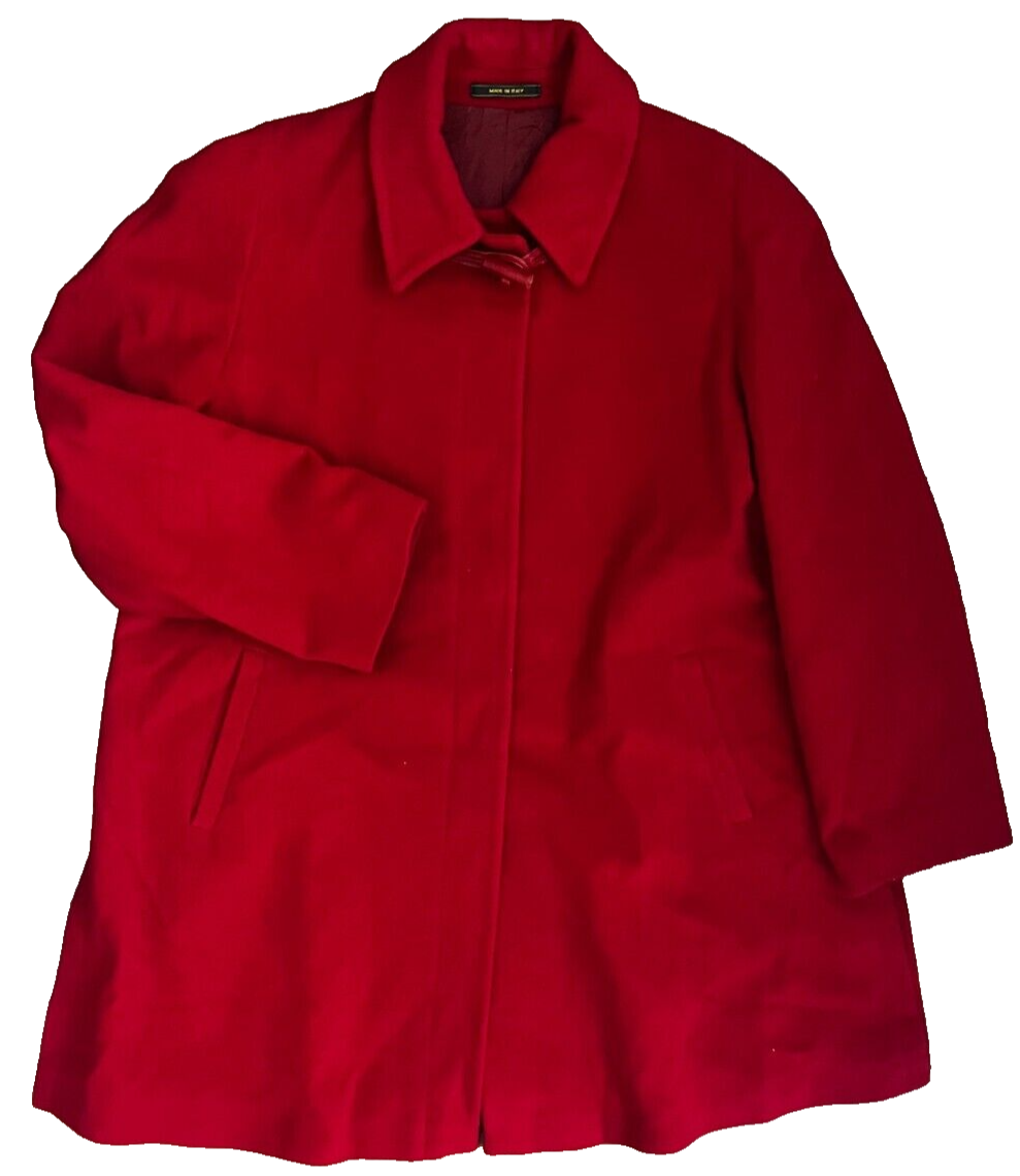 Quattro Piu Virgin Wool Coat Women Red Made in Italy Size 16