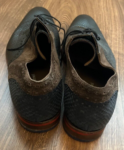 Floris Van Bommel Leather Shoes Oxford Snake Skin Loafer Navy Brown Size Men 9