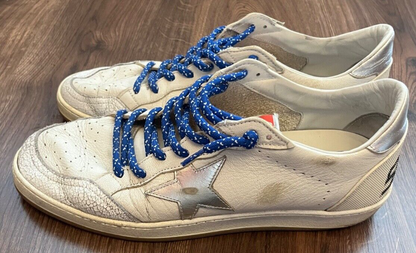 Limited Golden Goose Ballstar Sneakers Shoes Leather White Silver Size Men 45