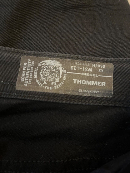 Diesel Thommer Jeans Black Denim Slim Skinny Size Men 31