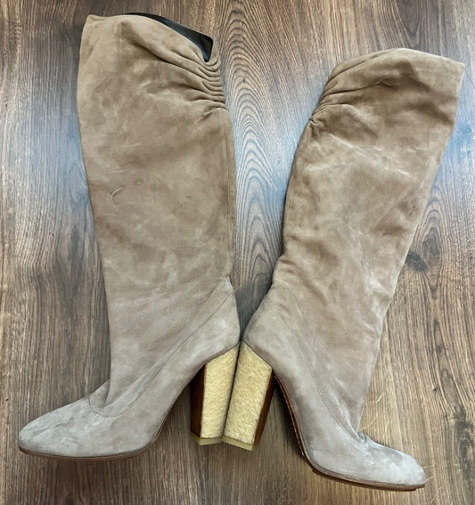 Moschino Cheap And Chic Knee Boots Shoes Leather Pull On Heels Size Women 36