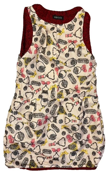 RARE Gucci Tweed Dress Mini Blood Red Sleeveless Women CHECK MEASUREMENTS