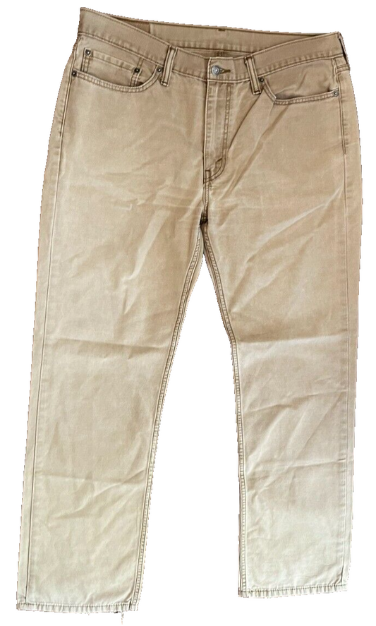 Levis 514 Beige Jeans Mens 36x32 Slim Fit Straight Leg Denim White Tab