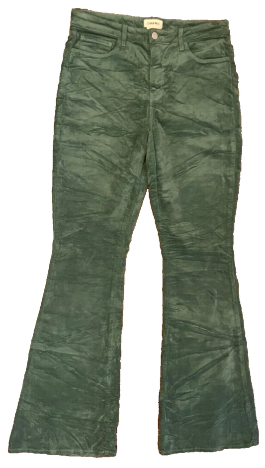 L'Agence Jeans Denim Green Women Size 29 Marty High Rise Flare Made in USA