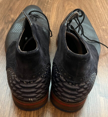 Floris Van Bommel Leather Shoes Chukka Boots Snake Skin Black Size Men 9