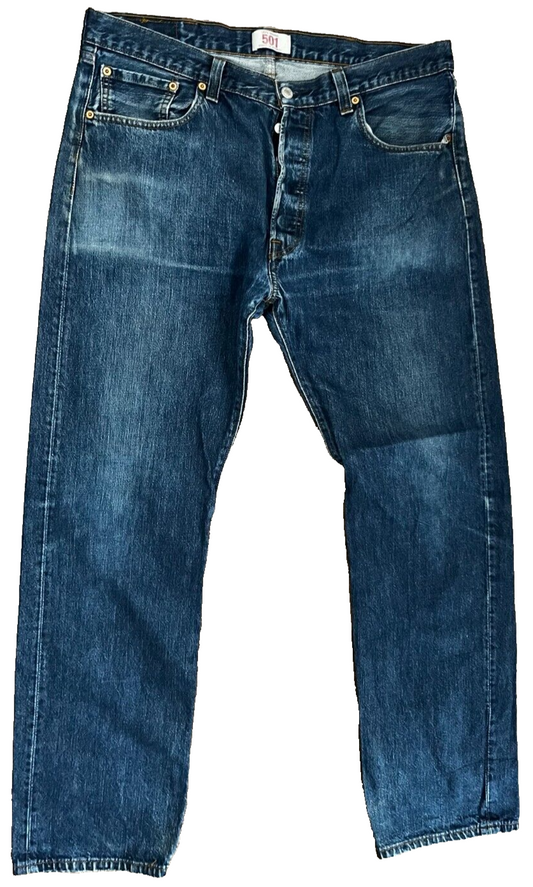 Levis 501 Blue Jeans Mens 33x34 Regular Fit Straight Leg Button Fly Red Tag