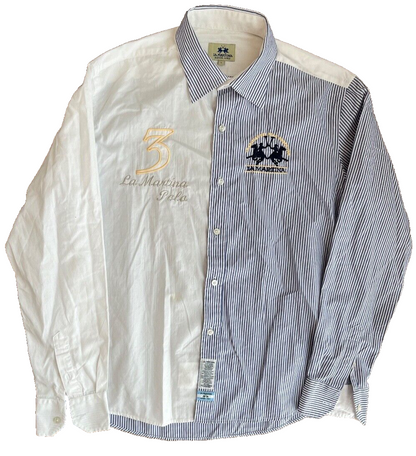 La Martina Classic Fit Button Up Shirt Cotton Colour Block Men Size L