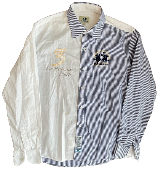 La Martina Classic Fit Button Up Shirt Cotton Colour Block Men Size L