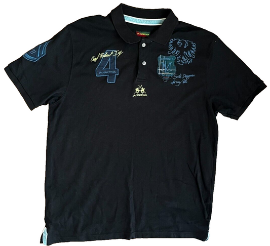 La Martina Buenos Aires Polo Shirt Embroidered Navy Cotton Size Men 5XL