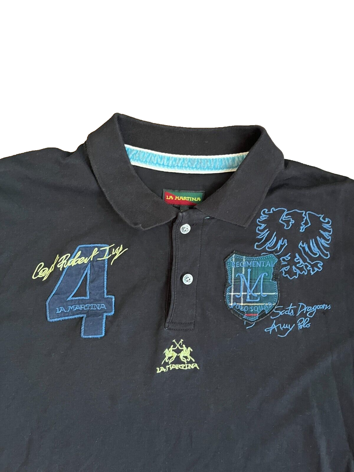 La Martina Buenos Aires Polo Shirt Embroidered Navy Cotton Size Men 5XL