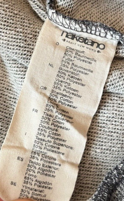 Naketano Hoodie Gray Sweater Pullover Sweatshirt Men Size S