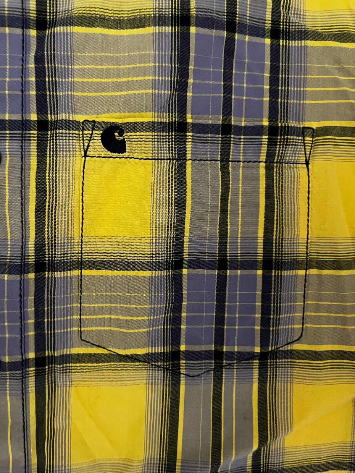 Carhartt Button Up Shirt Flannel Cotton Yellow Men Size M