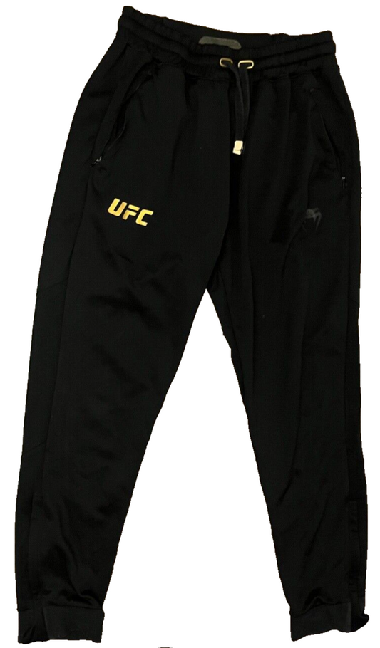 UFC Venum Pants MMA Trousers Drawstring Sweatpants Black Ankle Zip Men Size M
