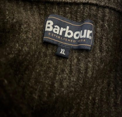 Barbour Sweater Full Zip Jacket Mock Neck Cardigan Wool Blend Size Men XL Green