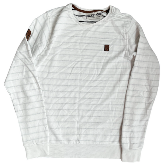 Naketano Sweater Sweatshirt Pullover Crewneck White Striped Men Size XL