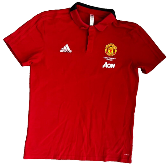 Manchester United Training Polo Shirt Jersey Adidas Camiseta Trikot Mailot L
