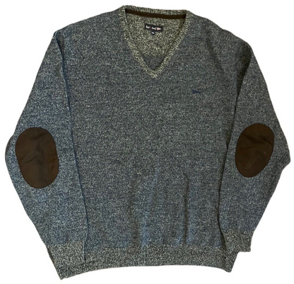 Paul Smith Sweater Pullover Gray Wool Elbow Patches V Neck Size Men XXL