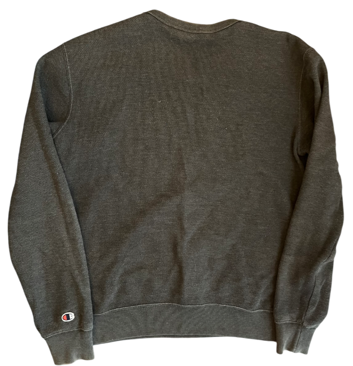 Champion Sweater Pullover Gray Sweatshirt Cotton Blend Round Neck Men Size M