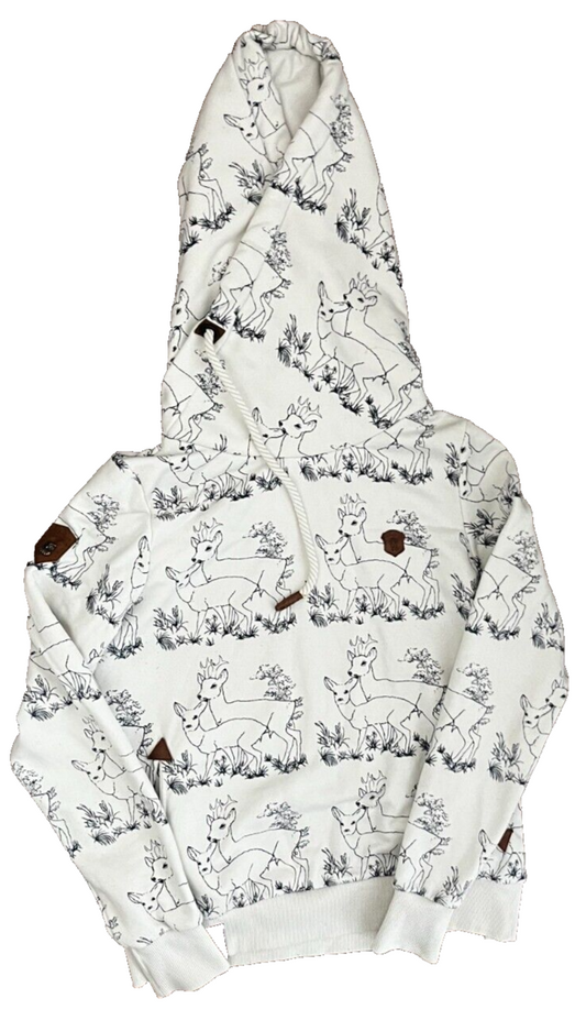 Naketano Deer Print Hoodie Women Sweatshirt Sweater Pullover Size XL