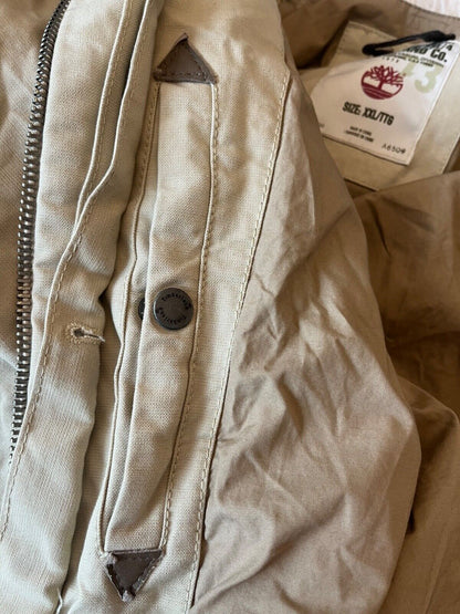 Timberland Jacket Cotton Linen Full Zip Beige Coat Men Size XXL