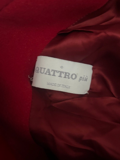 Quattro Piu Virgin Wool Coat Women Red Made in Italy Size 16