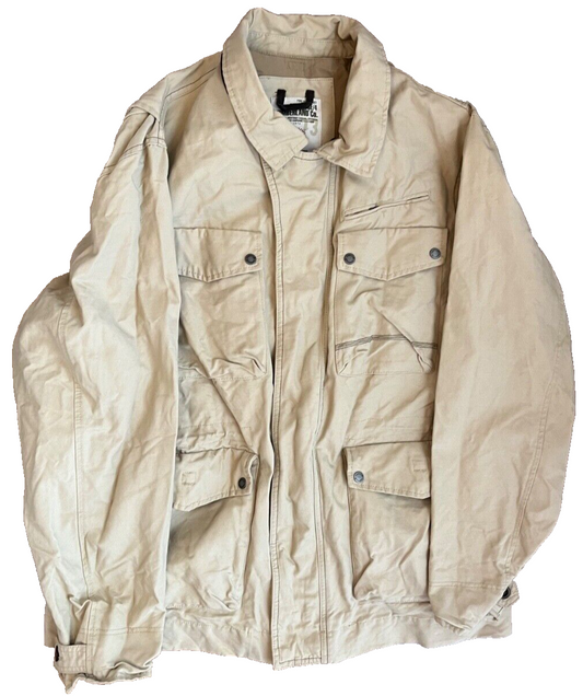 Timberland Jacket Cotton Linen Full Zip Beige Coat Men Size XXL