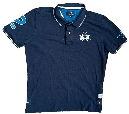La Martina Buenos Aires Polo Shirt Short Sleeve Cotton Blue Size Men M