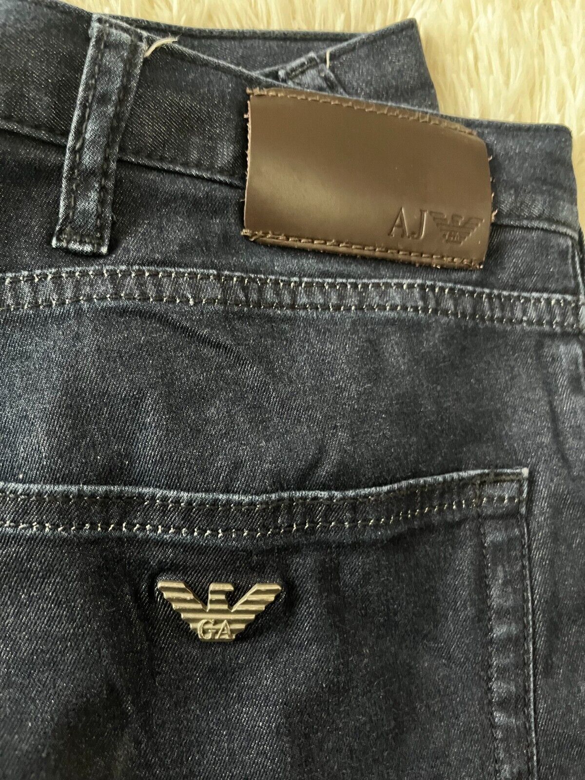 Armani Black Wash Jeans Mens Regular Fit Straight Denim Pants CHECK MEASURMENTS
