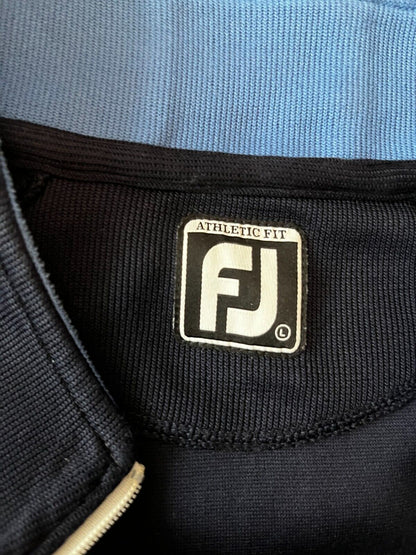 FootJoy Jacket Men Size L Black Sport Athletic Fit 1/4 Quarter Zip Golf Logo