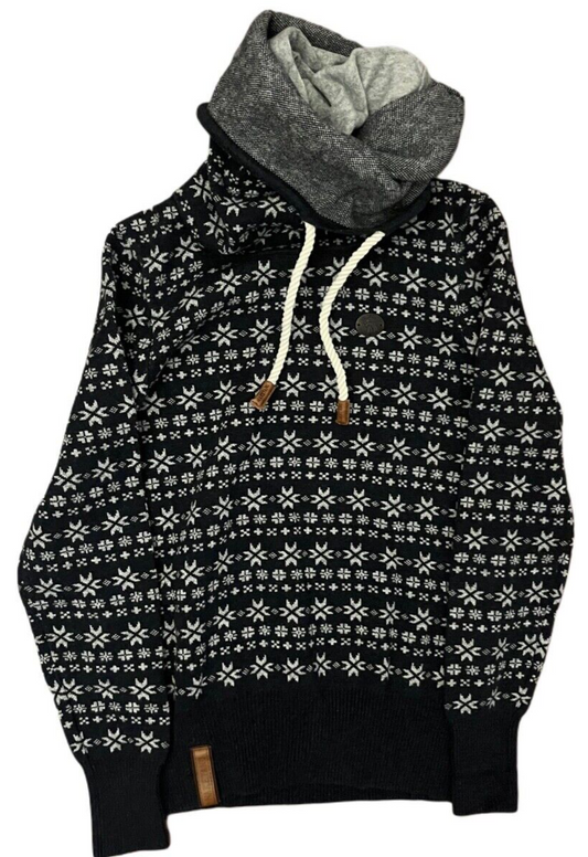 Naketano Sweater Pullover All Over Print Winter Snow Flakes Women Size M