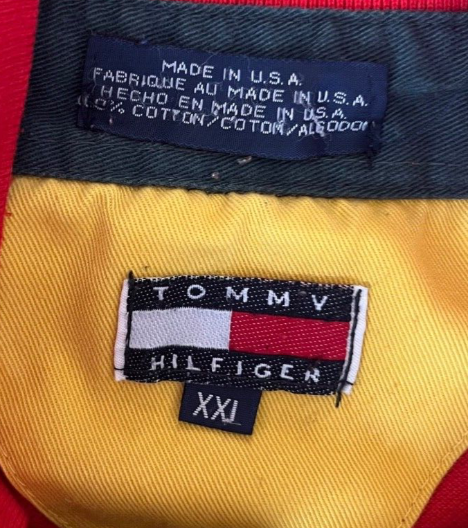 Vintage Tommy Hilfiger Polo Shirt Red Cotton Made in USA Size Men XXL